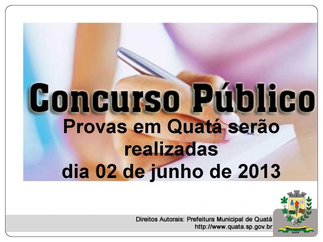 Notícia Concurso Público - Provas serão realizadas dia 02 de junho, em dois períodos, na Escola Luiz Gagliardi