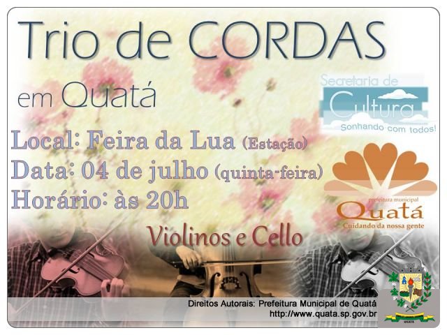 Notícia Trio de Cordas se apresentará na Feira da Lua dia 04/07