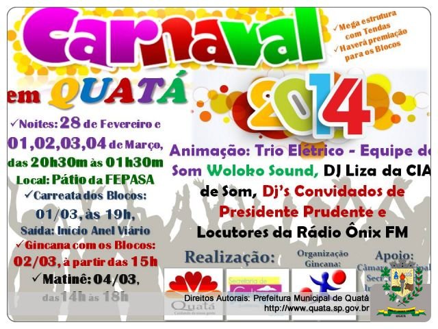 Notícia Carnaval 2014 em Quatá