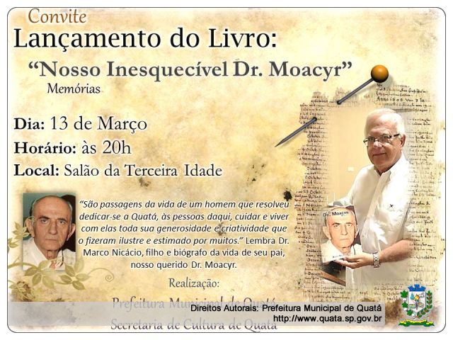 Notícia Lançamento do Livro:   ?Nosso inesquecível Dr. Moacyr ? memórias?