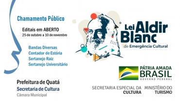 Foto 1: Chamamento Púbico: Lei Aldir Blanc de Emergência Cultural