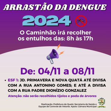 Foto 2: Vamos combater a Dengue. Colabore com o arrastão!