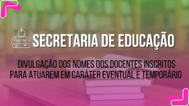 Notícia COMUNICADO DA SECRETARIA DE EDUCAÇÃO